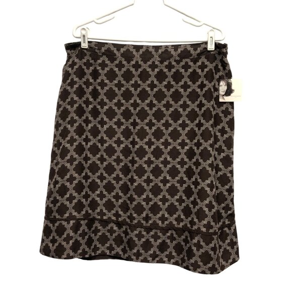 Jaclyn Smith Skirt Womens Sz 16 Brown White Lined Lightweight A-Line Office NEW - Picture 3 of 10